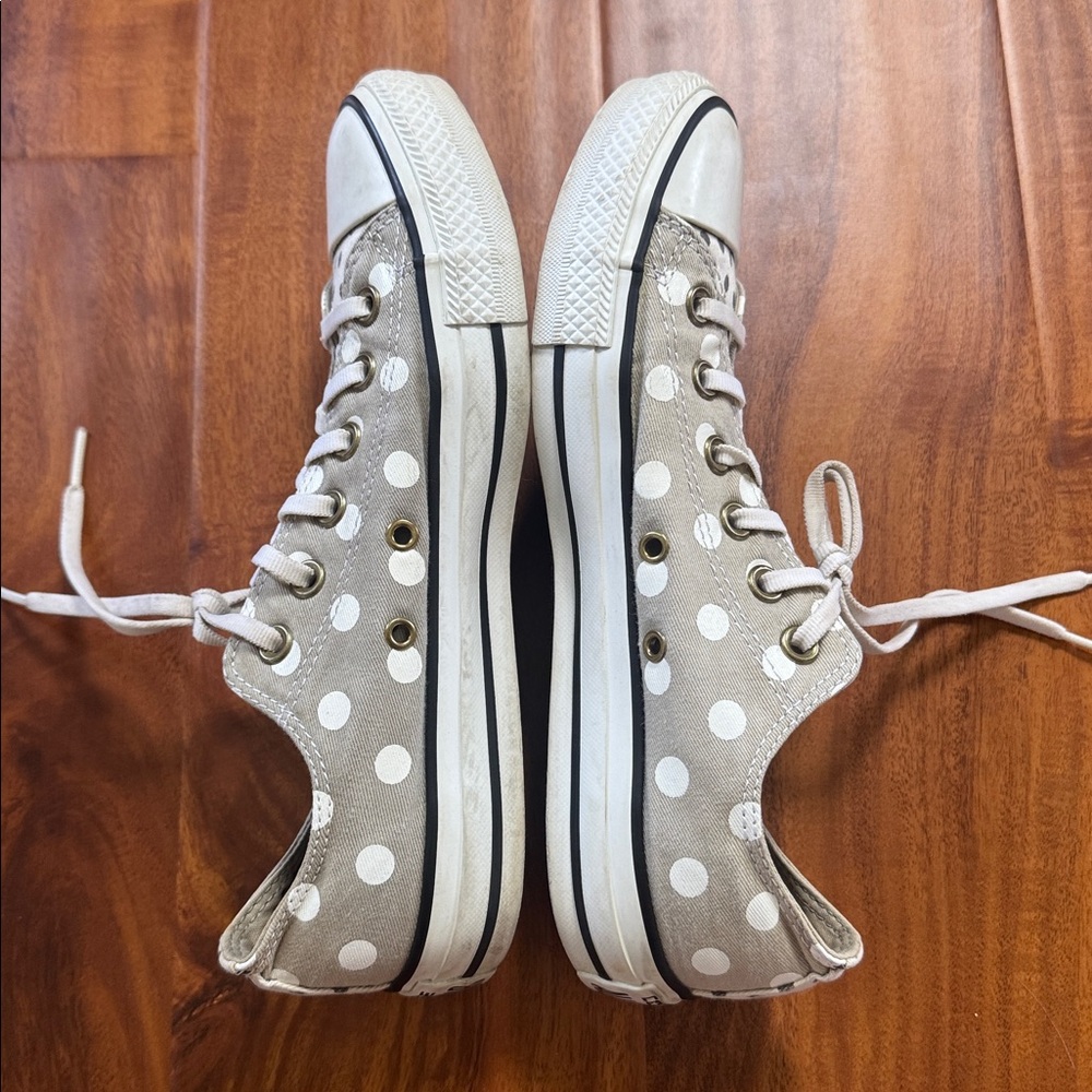Converse All Star Grey and White Polka Dot Low Top Sneakers - women’s 8 - Picture 5 of 7